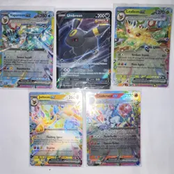 Pokemon TCG 5-Card Holo EX/V Lot Vaporeon Umbreon Leafeon Jolteon Cinderace - Image 1