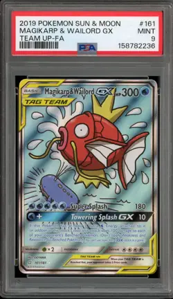 Pokemon Magikarp & Wailord GX Team Up Full Art #161 PSA 9 Mint - Image 1