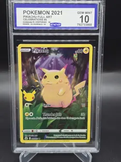 Pokemon TCG 2021 Pikachu 005/025 Full Art Celebrations GEM MINT CCG 10 - Image 1