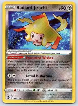 Radiant Jirachi 120/195 Silver Tempest Holo Pokemon NM - Image 1