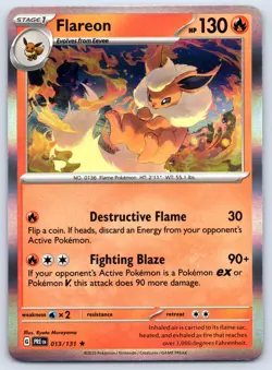 Flareon 013/131 Prismatic Evolutions Holo Pokemon NM - Image 1