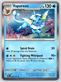 Vaporeon 022/131 Prismatic Evolutions Holo Pokemon NM - Image 1