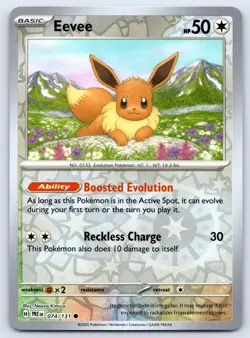 Eevee 074/131 Prismatic Evolutions Reverse Holo Pokemon NM - Image 1