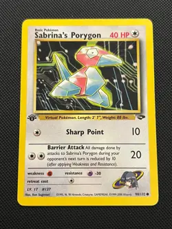 Sabrina's Porygon 98/132 Common Gym Challenge Pokemon 1st Edition MP - Image 1