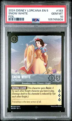 2024 DISNEY LORCANA EN 5 SNOW WHITE FAIR-HEARTED FOIL #183 PSA 10! SNOW WHITE! - Image 1
