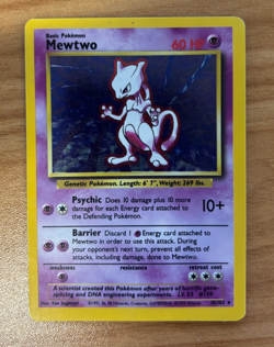 Pokemon TCG Mewtwo Base Set Holo Rare Card 10/102 LP Condition - Image 1