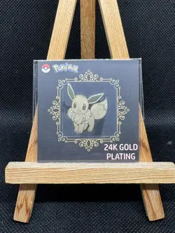 EEVEE 24k Gold Plated Metal Pokemon Sticker - Korean Striking Popping Candy - NM - Image 1