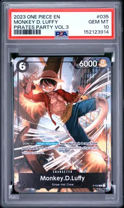 2023 ONE PIECE PROMOS PIRATES PARTY VOL.3 #035 MONKEY D. LUFFY PSA 10 - Image 1