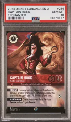 DISNEY LORCANA EN 3-INTO THE INKLANDS CAPTAIN HOOK - MASTER SWORDSMAN PSA 10 - Image 1