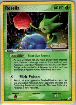Roselia 42/92 Reverse Holo Legend Maker - Pokemon Card - NM - Image 1