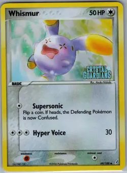 Whismur 69/100 Reverse Holo Stamp Crystal Guardians - Pokemon Card - NM - Image 1