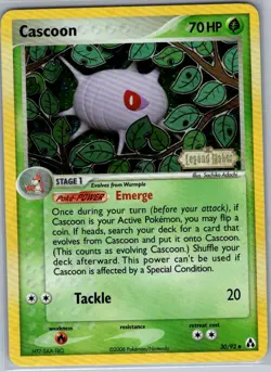 Cascoon 30/92 Reverse Holo Legend Maker - Pokemon Card - NM - Image 1