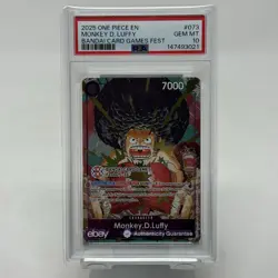 2025 ONE PIECE PROMOS BANDAI CARD GAMES FEST #073 MONKEY D. LUFFY PSA 10 - Image 1