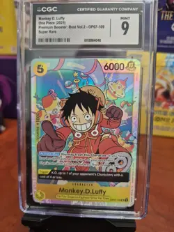 One Piece Monkey.D.Luffy SR OP07-109 Best Premium Booster Vol.2 CGC 9 - Image 1