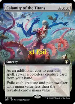 MTG Foil Borderless Commander Masters CMM Calamity of the Titans MINT - Image 1