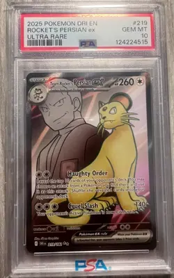 Pokemon TCG Destined Rivals Team Rocket's Persian ex #219 3-Sequential PSA 10's - Image 3