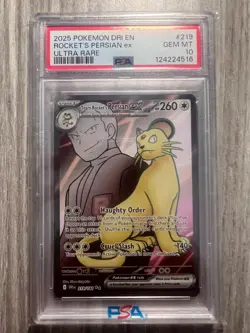 Pokemon TCG Destined Rivals Team Rocket's Persian ex #219 3-Sequential PSA 10's - Image 5