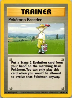 Pokemon Breeder Rare Base Set 076/102 LP - Image 1