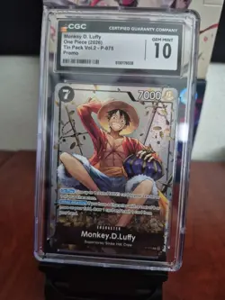2026 One Piece Promo P-075 Tin Pack Vol.2 Monkey D Luffy CGC 10 GEM MINT - Image 1