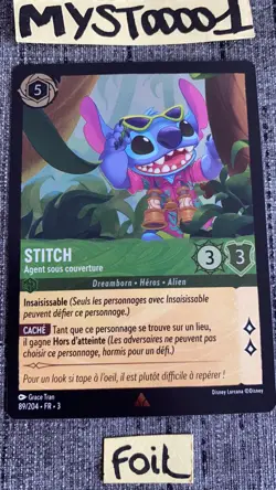 Carte Lorcana Disney TCG Stitch 89/204 FOIL Rare Chapitre 3 Francais - Image 1