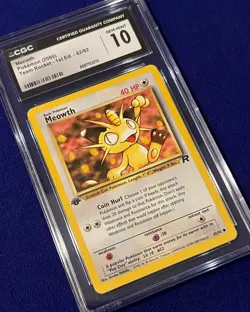 CGC 10 Meowth 1st Edition #62 1st Edition Team Rocket 2000 Pokemon GEM MINT - Image 2