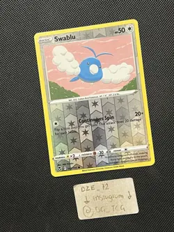 Pokemon Silver Tempest - Swablu - 142/195 - Reverse Holo - M/NM - Image 3