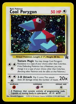 Pokemon Card - Cool Porygon Wizards Black Star Promos 15 Promo Holo SWIRL - Image 1