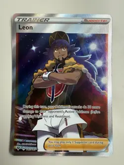 Pokemon TCG Leon Full Art Trainer Holo Ultra Rare Card 182/185 Vivid Voltage - Image 1