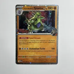 Team Rocket's Tyranitar 096/182 Pokemon Destined Rivals Stamped Prerelease Holo - Image 1