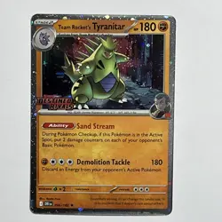 Team Rocket's Tyranitar 096/182 Pokemon Destined Rivals Stamped Prerelease Holo - Image 2