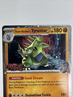 Team Rocket's Tyranitar 096/182 Pokemon Destined Rivals Stamped Prerelease Holo - Image 3