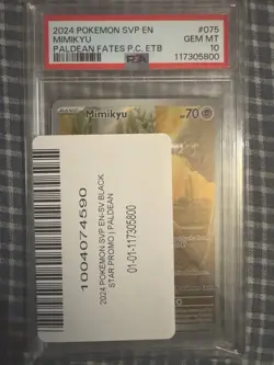 2024 POKEMON PALDEAN FATES POKEMON CENTER ETB PROMO SVP #075 MIMIKYU PSA 10 - Image 1