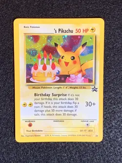 Pokemon Birthday Pikachu 24 WOTC Promo Holo Black Star - MP/LP - Image 1