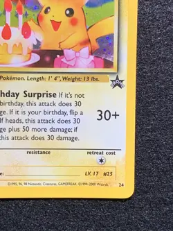 Pokemon Birthday Pikachu 24 WOTC Promo Holo Black Star - MP/LP - Image 4