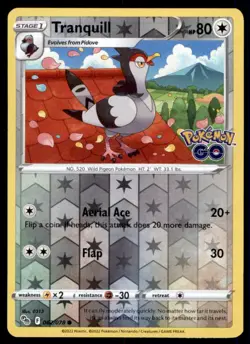 Tranquill 062/078 Common Pokemon GO Pokemon Reverse Holo Lightly Played - Image 1