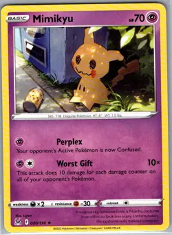 Mimikyu 080/196 Non Holo SWSH11: Lost Origin - Pokemon Card - NM - Image 1