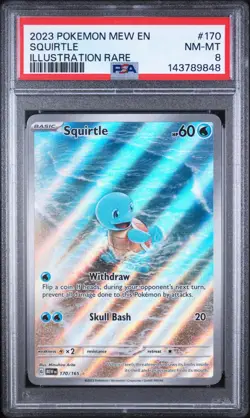 2023 POKEMON MEW EN-151 ILLUSTRATION RARE #170 SQUIRTLE PSA 8 - Image 1