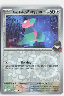 Team Rocket's Porygon 153/182 Common Destined Rivals Pokemon Reverse Holo NM - Image 1