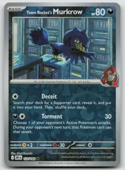 Team Rocket's Murkrow 127/182 Uncommon Destined Rivals Pokemon Reverse Holo NM - Image 1