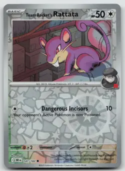 Team Rocket's Rattata 147/182 Common Destined Rivals Pokemon Reverse Holo NM - Image 1