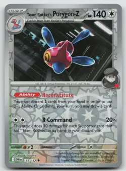Team Rocket's Porygon-Z 155/182 Uncommon Destined Rivals Pokemon Reverse Holo NM - Image 1