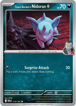Team Rocket's Nidoran F 114/182 Reverse Holo Pokemon SV10: Destined Rivals NM - Image 1