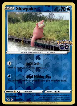 Slowpoke 019/078 Common Pokemon GO Pokemon Reverse Holo Lightly Played - Image 1