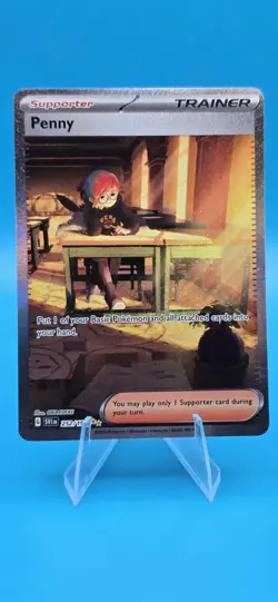 Pokemon Penny Trainer Supporter Illustration Rare Full Art Holo SV01 252/198 B11 - Image 1