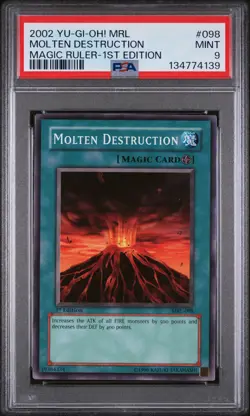 2002 YU-GI-OH! MRL-MAGIC RULER 1ST ED #098 MOLTEN DESTRUCTION PSA 9 - Image 1
