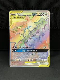 Pokemon Hidden Fates Rainbow Moltres Zapdos Articuno GX 69/68 Tag Team NM - Image 1