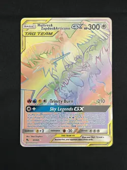 Pokemon Hidden Fates Rainbow Moltres Zapdos Articuno GX 69/68 Tag Team NM - Image 3