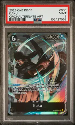 2023 ONE PIECE OP03-PILLARS OF STRENGTH ALTERNATE ART #080 KAKU PSA 9 - Image 1