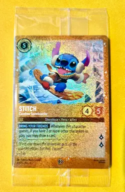 Stitch Carefree Snowboarder 42/P3 Promo Glimmer Foil Sealed- Disney Lorcana NM - Image 1
