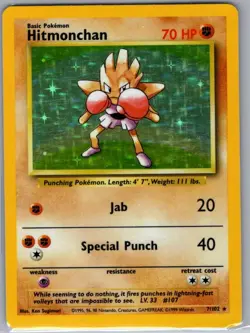 Hitmonchan 7/102 Holo Base Set - Pokemon Card - LP - Image 1